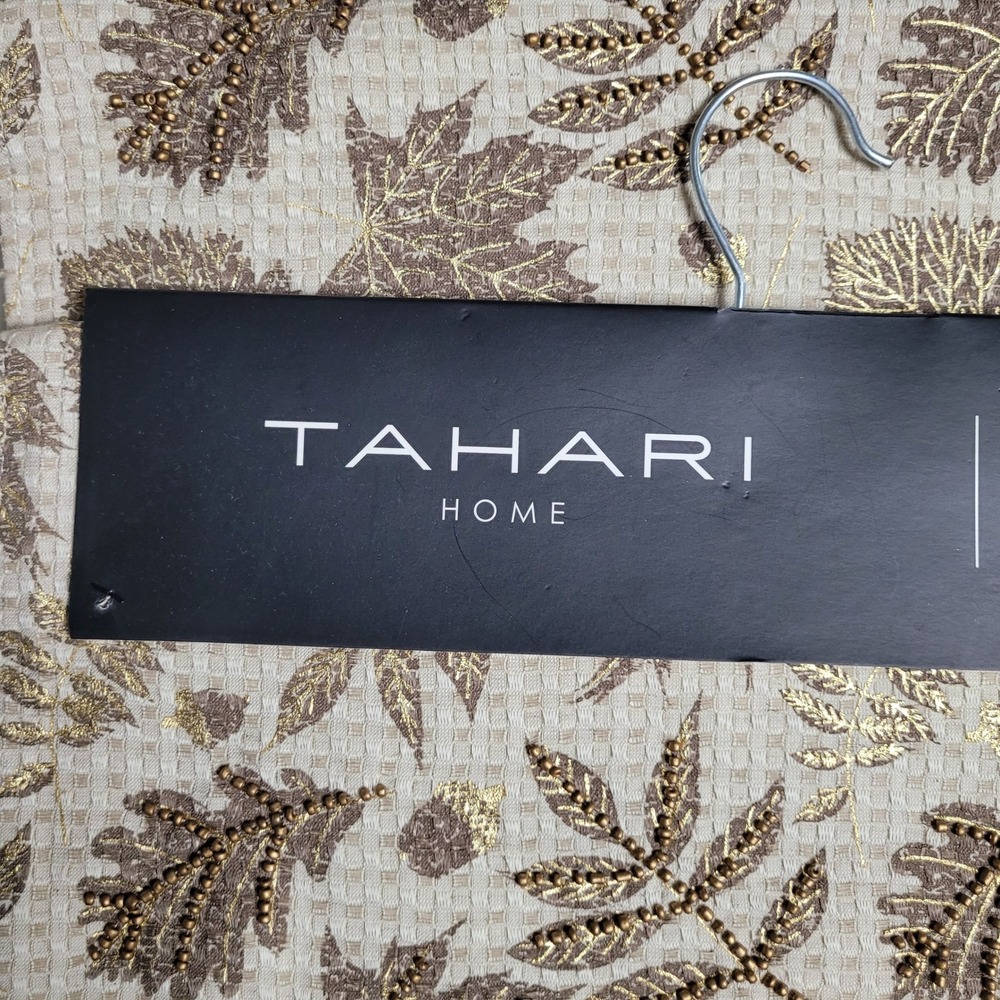 Tahari Home Beaded Table Runner 16"x72"‎ Beige Gold Leaves NEW - Picture 4 of 7